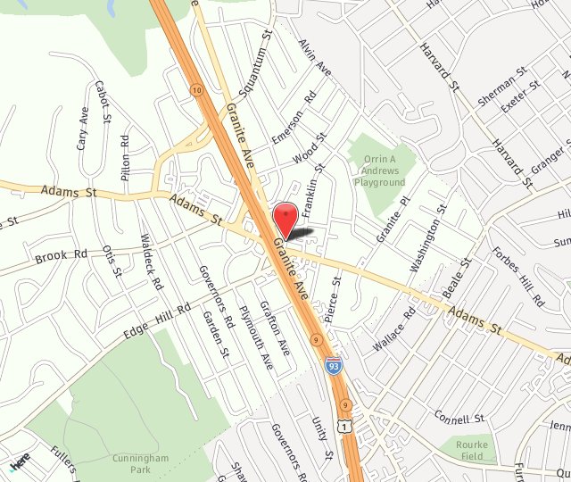 Location Map: 524 Adams Street Milton, MA 02186